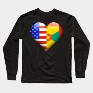Half American Half Grenadan - Gift for Grenadan From Grenada Long Sleeve T-Shirt